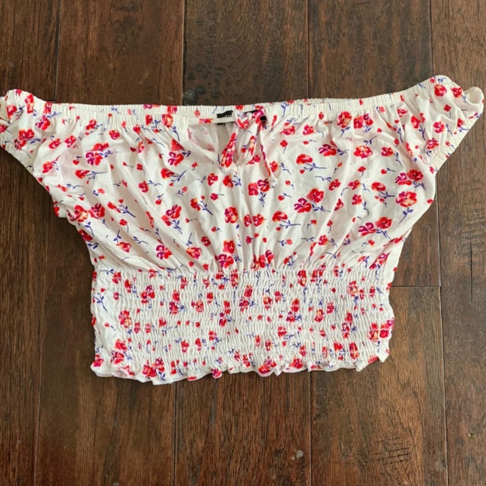 floral smocked crop top